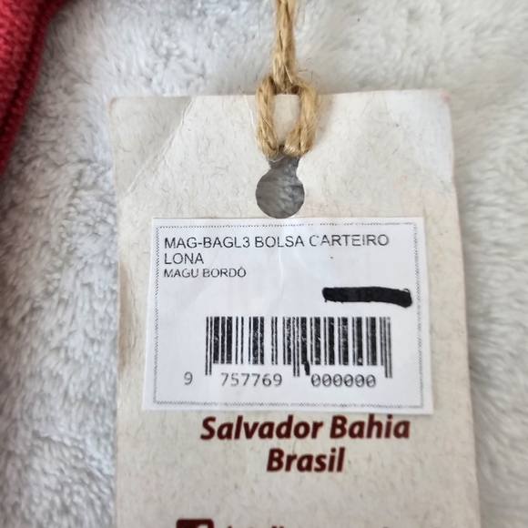 NWT Magu Bordo Canvas Crossbody Bag Red Messenger Tote Made in Brazil - Picture 2 of 11